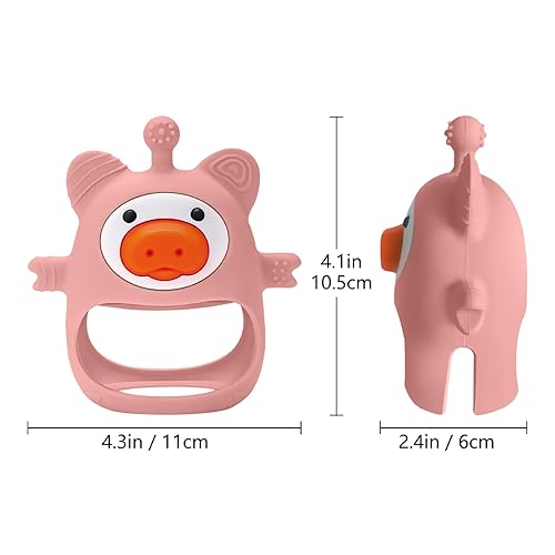 Miniatura 2 de Adorable mordedor de bebé de personaje de cerdo, juguetes de dentición para bebés de 0 a 6 meses, juguetes de dentición para bebés, mordedores de