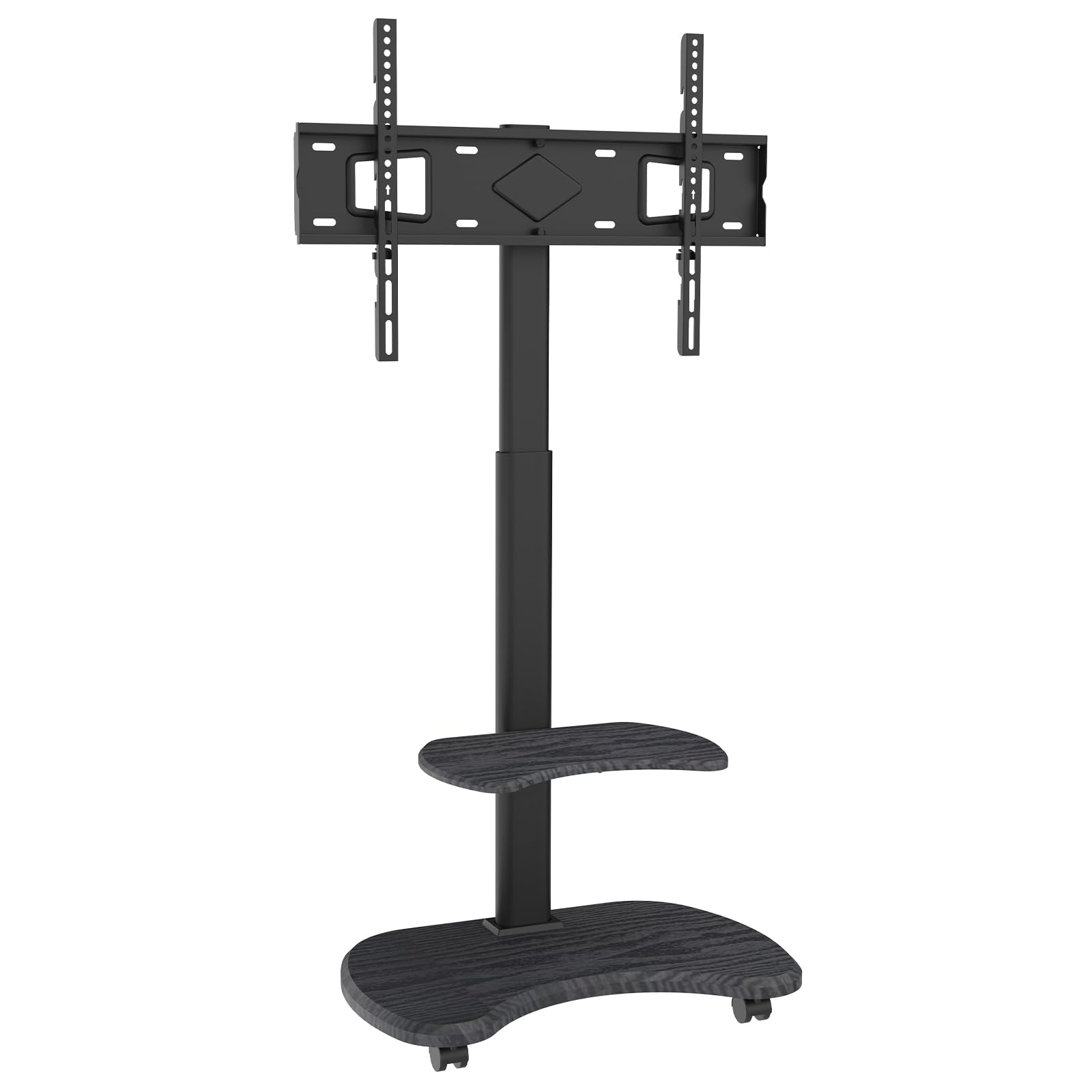 Draagbare tv-standaard Rollende tv-wagen Mobiele tv-standaard voor 32-75 inch flatscreen, LED, LCD, OLED, plasma, gebogen tv's - universele houder met wielen, belasting 120 kg tv-tafelstandaard