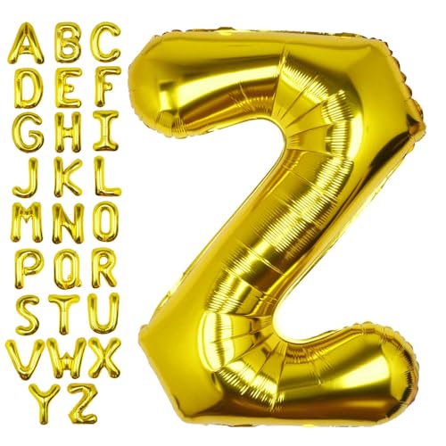 Image of 40 Inch Gold Letter Z Balloon Big Foil Helium Letter Balloons A-Z | Giant Large Mylar Party Balloon for Birthday Party Decorations