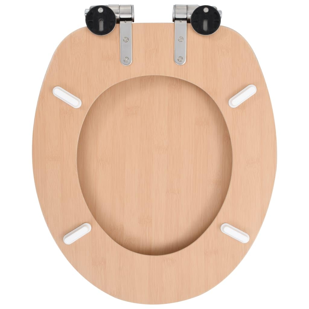 Sedile WC sedile sedile sedile in MDF Coperchio con chiusura morbida bambù 02_0002896