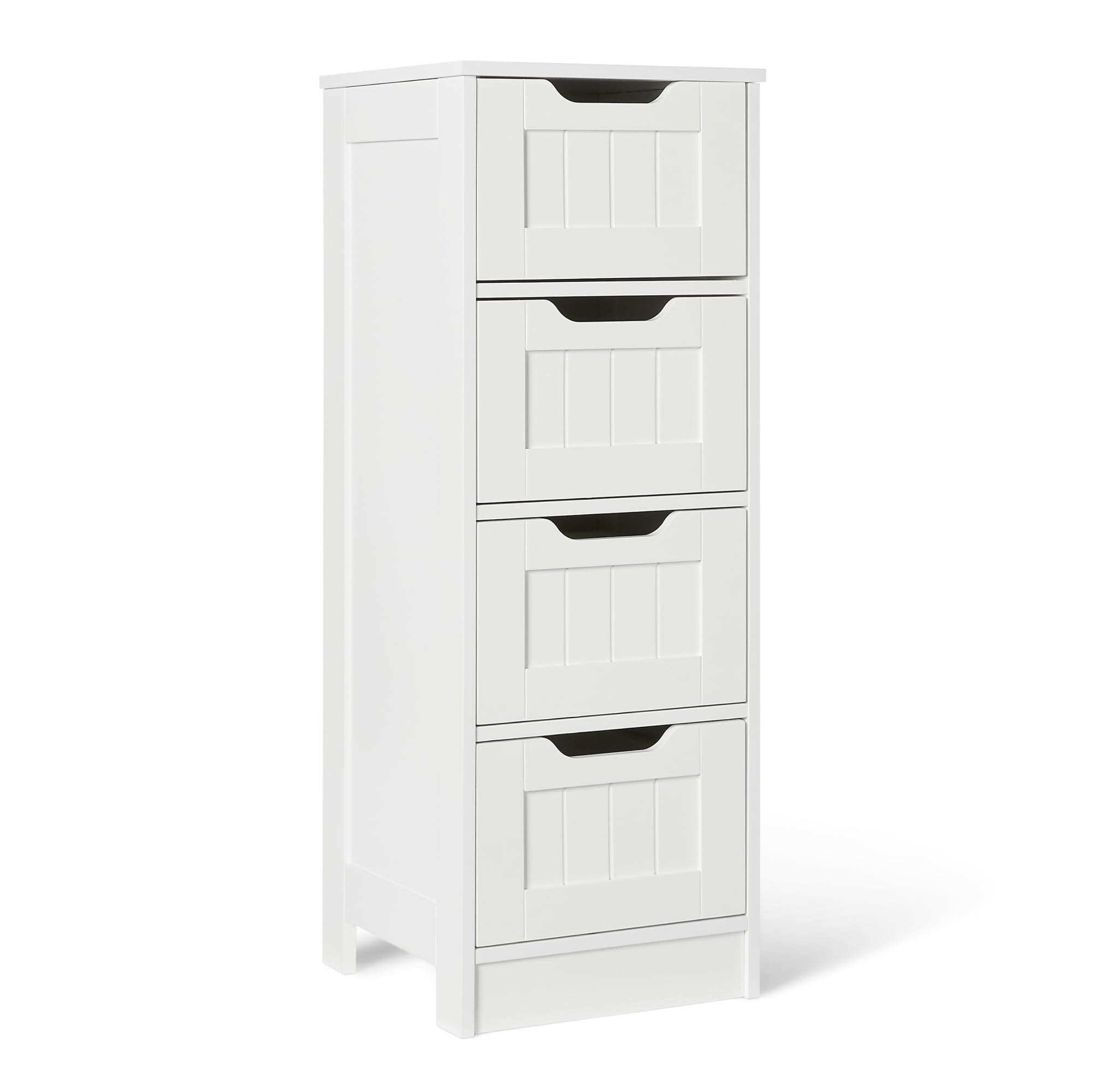 Amazon Basics Bathroom Storage Cabinet with 4 Drawers, Under Sink Storage, MDF Construction, White, 30cm x 30cm x 82cm