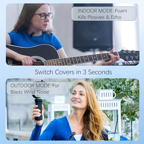 Image of Mini Wireless Furry Windscreen & Foam Cover Set for Lavalier Microphone, Wind Muff Mic Cover to Reduce Plosive and Better Highlight the Vocals(2Pcs Foam, 2Pcs Furry, 5mm+10mm)(Microphone not included)