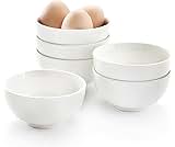 AntoKueh White Ceramic Cereal Bowls 11.4cm, 400ml Small Bowls Set of 6 for Kitchen Cooking, Breakfast, Dessert, Rice, Jello, Pudding, Yogurt, Sturdy for Dishwasher & Microwave