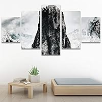 SIGNWIN 5 Panel Canvas Wall Art Snowy Tops for Home Decorations Ready to Hang - 60