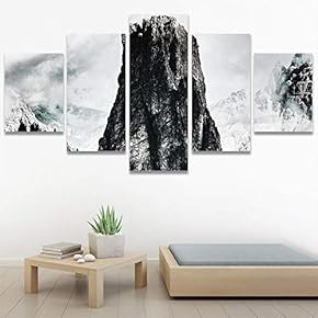 SIGNWIN 5 Panel Canvas Wall Art Snowy Tops...