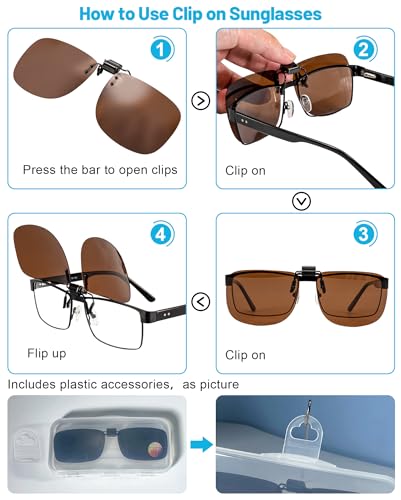 Image of OCCI CHIARI Polarized Flip-up Clip-on Sunglasses for Eyeglasses for Men and Women Outdoor /Driving UV400