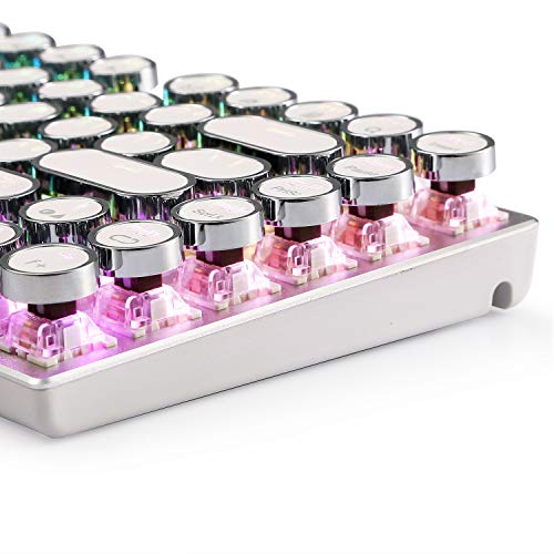 Image of HUO JI Z-88 Typewriter RGB Mechanical Keyboard, Vintage Retro Style Caps, Gaming Keyboard, RGB Backlit, Hotswap Red Switch Compact 81 Keys, for Windows PC Laptop
