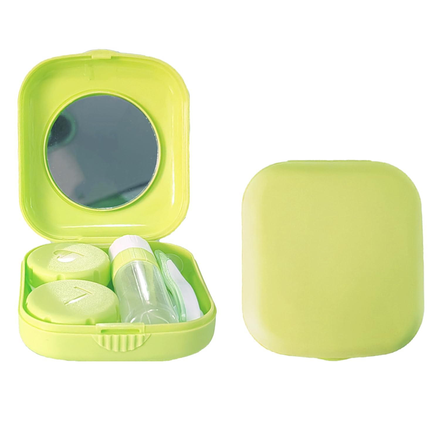 Erewa Contact Lens Case, 2 Pack Portable Contact Lens Box Kit with Mirror, Compact Soak Storage Kit for Travel (Green)
