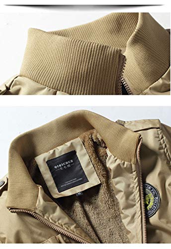 Flygo Men's Casual Winter Warm Thick Fleece Sherpa Lined Bomber Jacket3