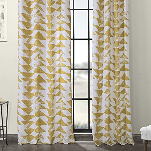 HPD Half Price Drapes Grommet Printed Cotton Twill Curtain (1 Panel), Triad Gold, 50 X 108 - Image 4