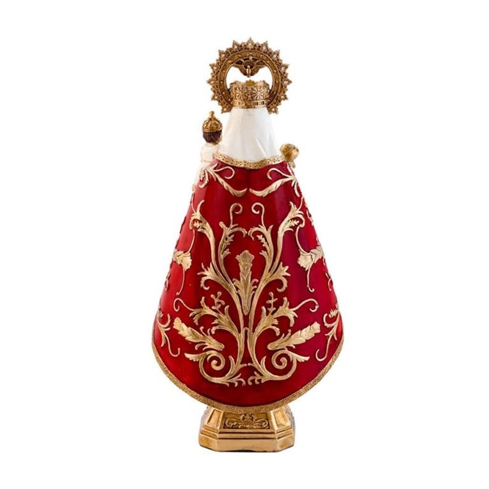 Virgen de Covadonga Figura 30 cm. Escultura La Santina Asturias Manto Rojo Resina