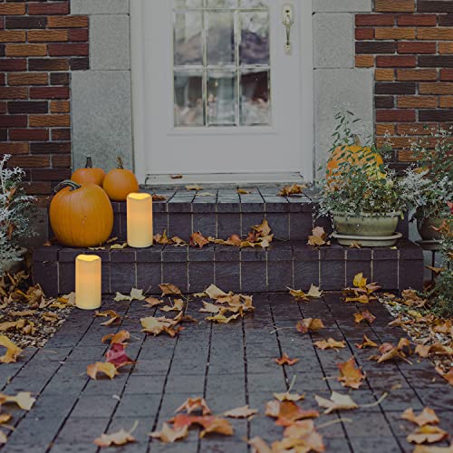 Image of wemarry Waterproof Flameless Candles with Remote, Outdoor Indoor Battery Operated Candles(D3 x H 6 inch),12Pcs Led Fake Candles for Party Home Decor