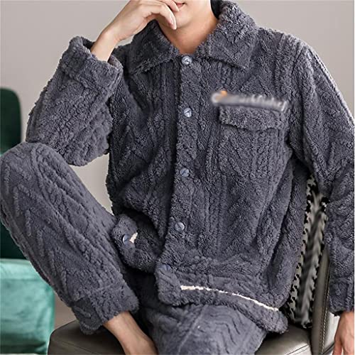 Lapel Men's Pajamas Winter Coral Velvet Thickened Home Wear Casual Can Be Worn Outside The Suit3
