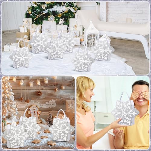 Kolldenn 12 Pcs Glitter Snowflake Bags