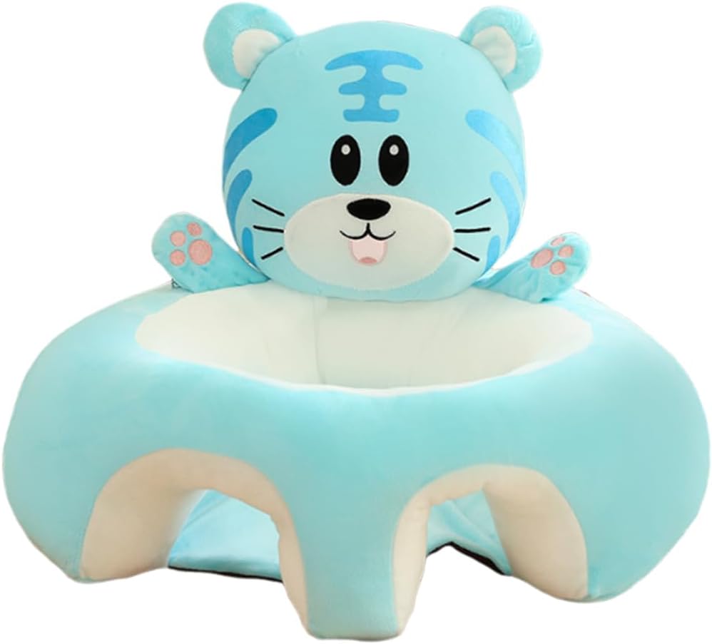 Baby Seat for 4-24 Months, Kids Animal Cartoon Sitting Up Sofa Seat, Portable Infants Chair with Back Support, Plush Toddler Learning to Sit Seat, Sit Me up Floor Seat (Blue Tiger)
