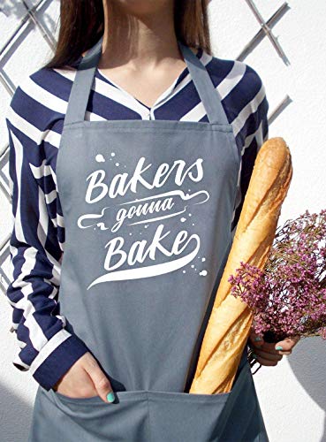 Saukore Funny Baking Aprons for Women Men, Cute Baking Gifts for Bakers, Kitchen Cooking Apron with 2 Pockets, Birthday Housewarming Gifts for Mom Wife Husband Dad Son Sister Daughter