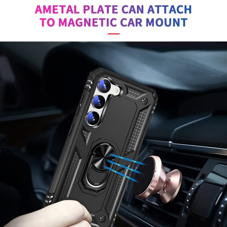 Image of ShieldTech Back Cover for Samsung Galaxy S23 Plus 5G | Rugged Armor Case with Ring Stand | 360 Protection | Shockproof | Camera & Screen Guard (PC, Black)