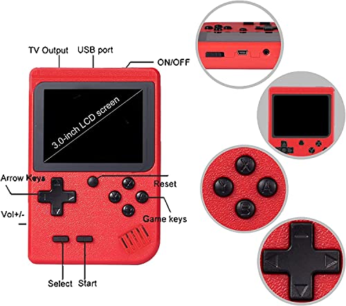 Triyilove Handheld Game Console, Retro Game Console With 500 Classic Fc Games 3 Inch Screen 1020Mah Rechargeable Battery Portable Game Console Support Tv Connection & 2 Players For Kids Adults (Red) #TOP3