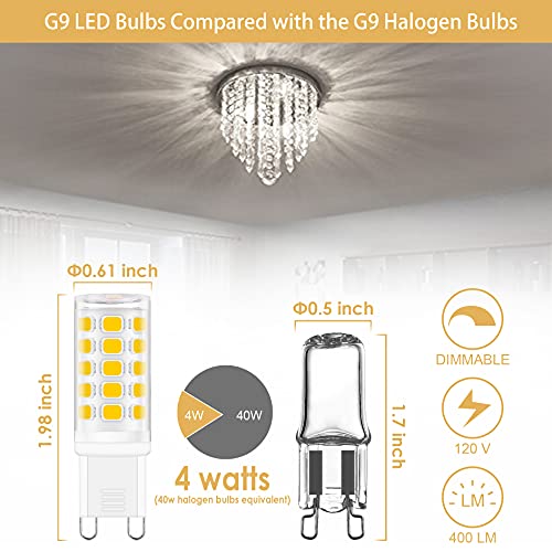 Sailstar G9 LED Bulb Dimmable 4000K Natural Daylight 6 Pack, T4 G9 4W Replacement for 40 Watts Halogen, Ceramic Bi Pin Base, 120V 400 Lumen 360°Beam Angle, G9 Light Bulbs for Chandelier