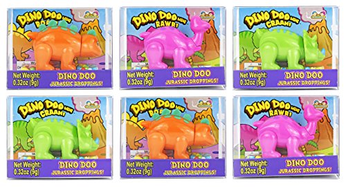 Set Of 6 Dino Doo Mini Candy Dispensers! Features Dinosaurs Such As Triceratops, Stegosaurus, And Brontosaurus! Perfect For Birthday Parties, Feild Trips, Road Trips, And More! #TOP10