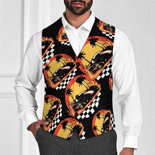 Us Muscle-Car Racing Men's Suit Vests Dress Vest V-Neck Waistcoat Slim Business Formal with Pocket2