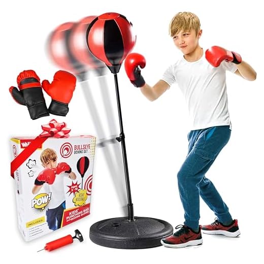 whoobli Boxsack für Kinder inkl. Boxhandschuhe | 3–10 Jahre alt, Verstellbarer Kinder-Boxsack mit Ständer | Boxsack-Set Spielzeug für Jungen und Mädchen (Rot Schwarz): Neu 2023