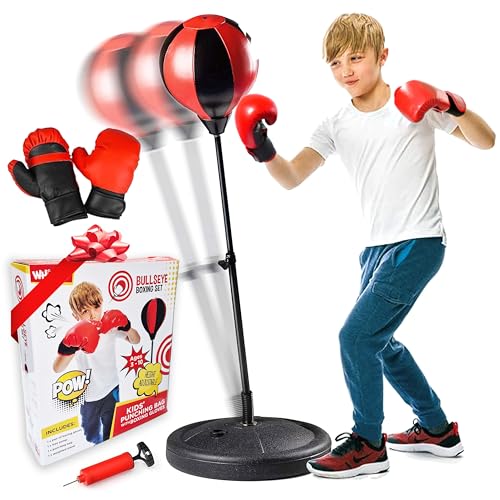 Whoobli Sac de frappe pour enfants avec gants de boxe | Sac de frappe réglable pour enfants de 3 à 10 ans avec...