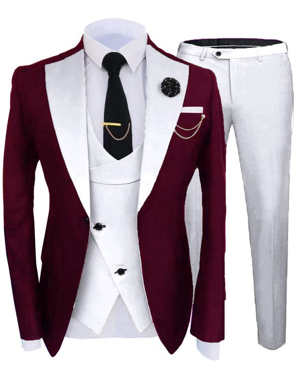Men Tuxedo Suit Set Slim Fit 3 Piece Wedding Suits Fashion Prom Party Tux for Groomsmen STXZ089
