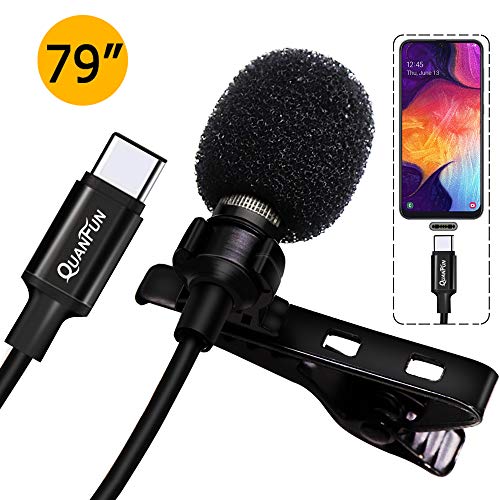Professional Lavalier Lapel Microphone for Type-C, Mini Omnidirectional Condenser Mic Noise Cancellation Phone