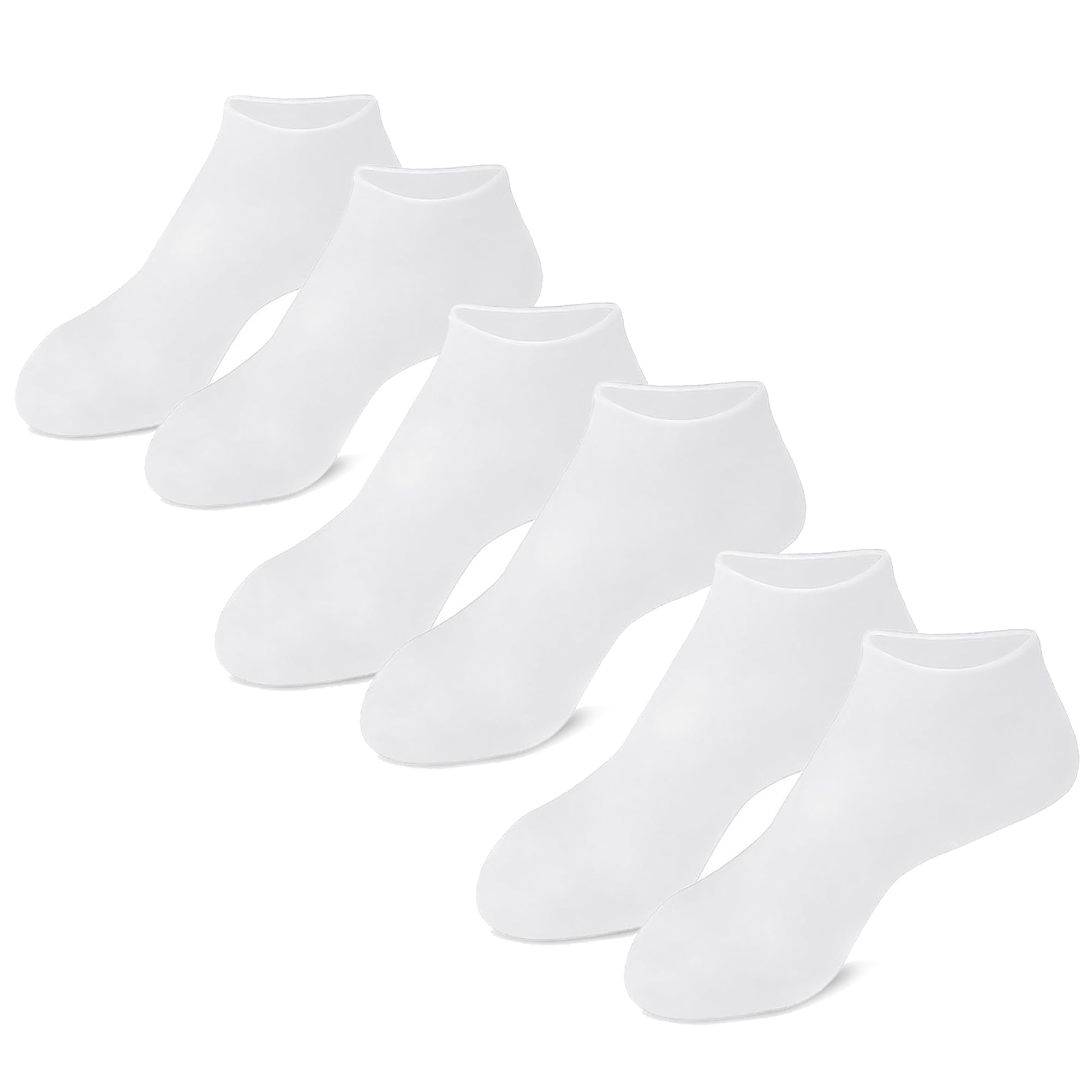 Silicone Moisturizing Socks - Women's Foot Spa Pedicure Socks for Dry Cracked Feet Women, Gel Socks Foot Care for Repairing Dry Feet, Cracked Heels & Softening Rough Skin (White,3 Pairs)