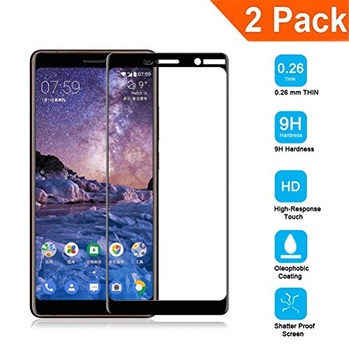 95Street Protector de pantalla para Nokia 7 Plus (2 unidades, cristal templado, antirroturas, transparente, dureza 9H, sin burbujas)