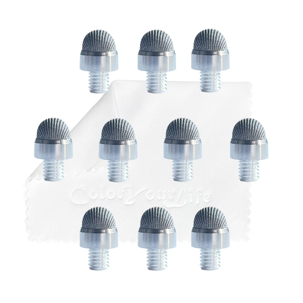ColorYourLife10-Pack Replacement Micro-Knit Mesh Tips for ColorYourLife Stylus Pens 5.3” with Replaceable Mesh Tips, Finer Tips for Stylus (Metallic)