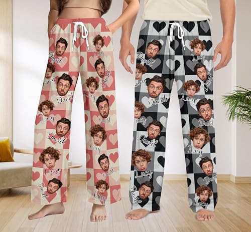 Custom Pajamas With Photo, Matching Pajamas For Couples, Personalized Pajamas Pants For Men Women, Valentine Pajamas 14