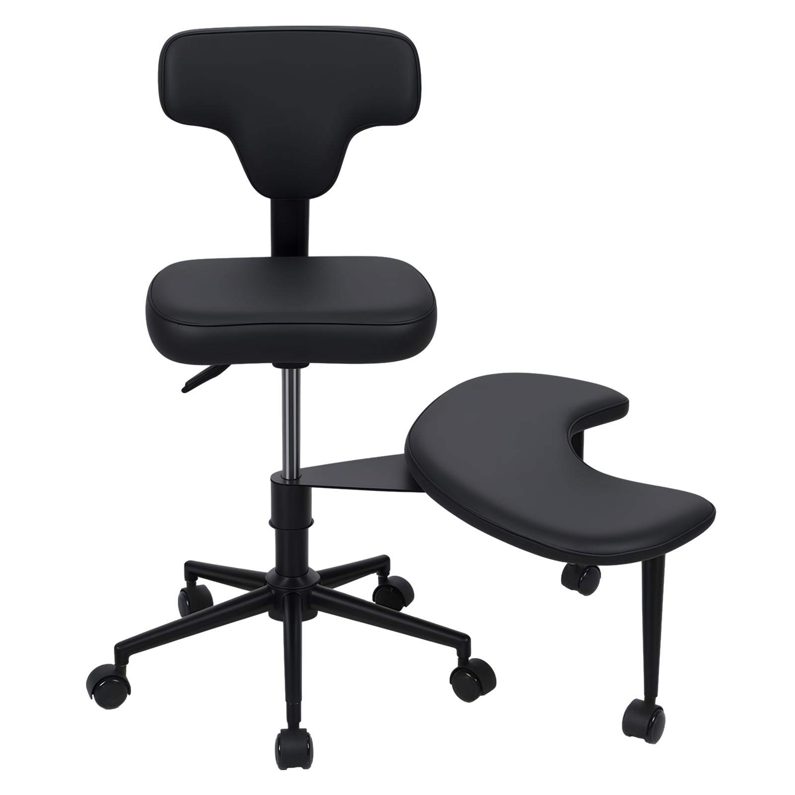 Silla de oficina ergonómica con patas cruzadas, silla de pierna cruzada con ruedas y reposapiés, silla giratoria de 360°, cojines más anchos y gruesos para silla de meditación, escritorio de