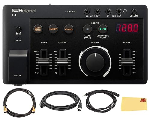 Roland AIRA Compact E-4 Voice Tweaker Sound Module Bundle with MIDI Cable, Audio Cable and Austin Bazaar Polishing Cloth