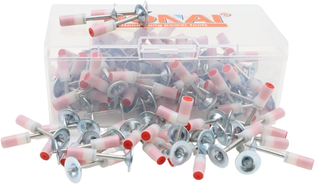 BONAI 100 Pcs Round Nails for Mini Steel Nails Guns 7.3 mm Nail Gun Nail Hand-Steel Nail Concrete Wall Fastening Cable Duct Fixing Device Nail Gun Accessories