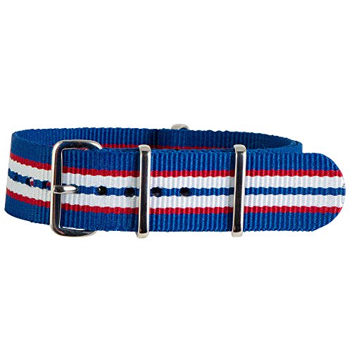 Image of Clockwork Synergy Classic Ballistic - 18mm Royal Blue /Red /White Nylon Ballistic Watch Strap Band