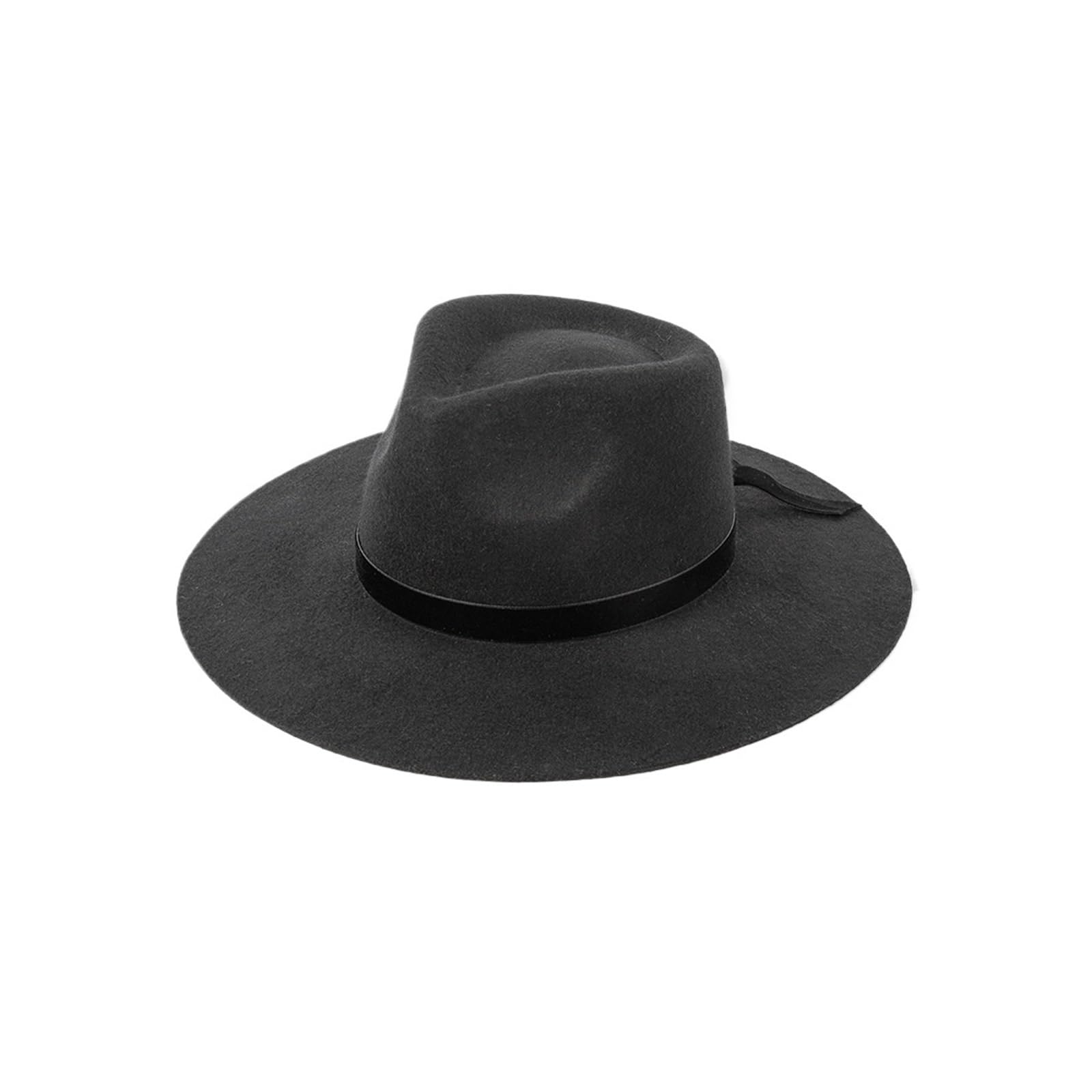 Sombrero Fedora Hombre Sombrero Fedora de Lana Elegante for otoño e Invierno, Sombrero de Fieltro de Jazz con Corona y Lazo de Cinta de Terciopelo