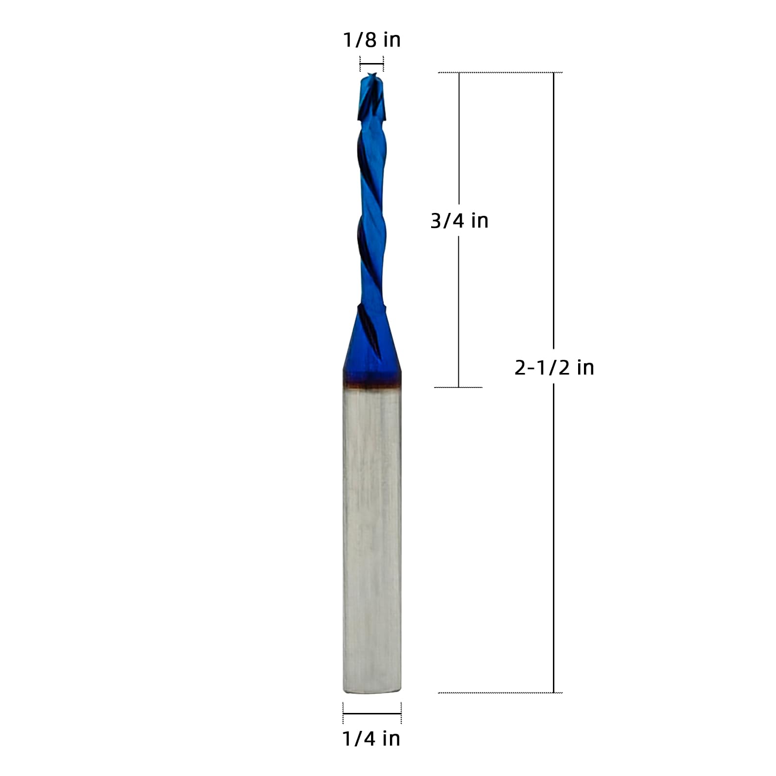 MAODWIN 5PCS Compression Router Bit 1/4 Shank 1/8 Inch Cutting Diameter 3/4 Cutting Length 2-1/2 Overall Spiral Carbide Bit Wood Cut Carving Trimming