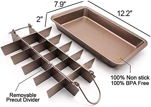 ZEUSE Brownie Tin,Brownie BakingTray with Dividers,Non-Stick Carbon Steel Brownie Pan Bakeware Chocolate Square Cake Tin for Ovenware Cookware Bakeware, 18 Removable Cavity - Image 3