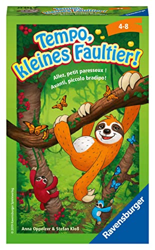 Ravensburger 23463 - Tempo kleines Faultier Mitbringspiel für 2-4 Spieler Kinderspiel ab 4 Jahren kompaktes Format Reisespiel Brettspiel