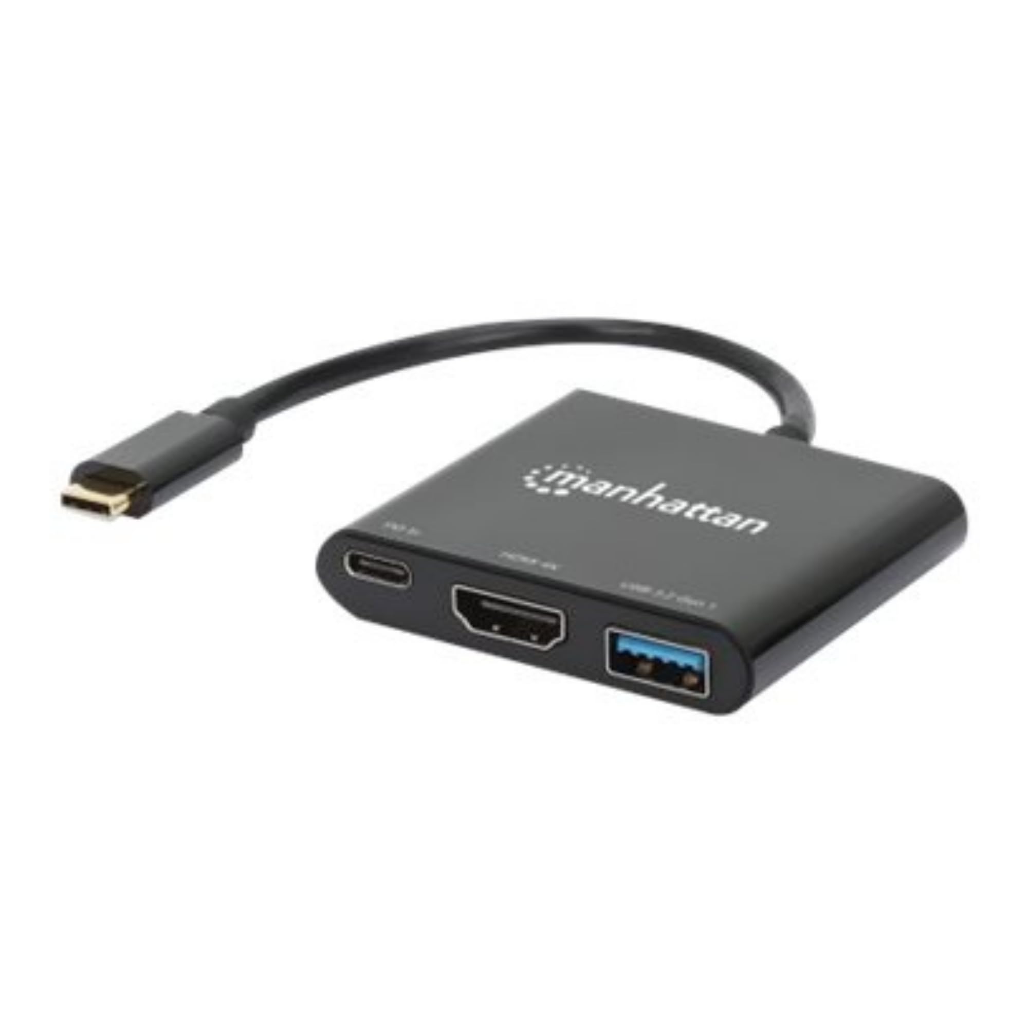 Manhattan Konwerter dokujący USB-C na HDMI 3 w 1 z zasilaniem