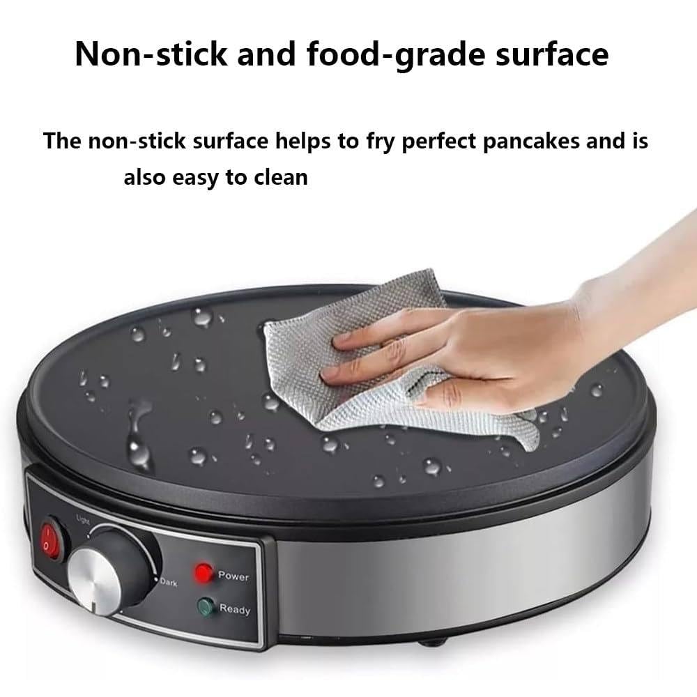 Crepe Maker elettrico 1000 W – Piastra di cottura antiaderente da 27,9 cm, temperatura regolabile, indicatore LED, perfetta per crepes, pancake e crepe sottili