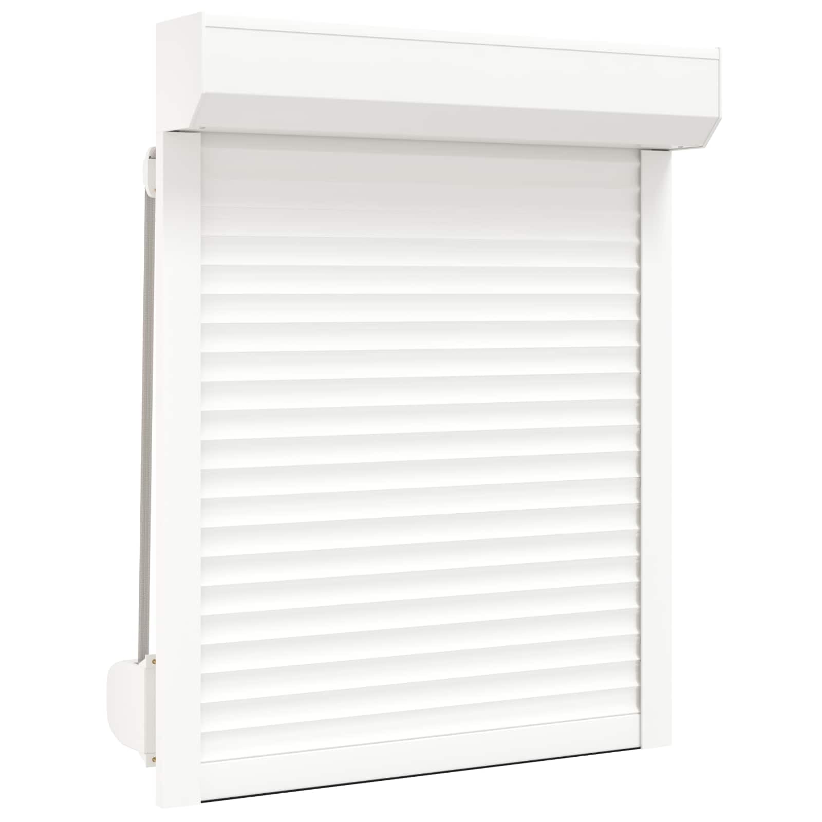 Volet roulant 70 x 100 cm blanc en aluminium et polyuréthane pour fenêtre, volet roulant manuel avec rail de guidage
