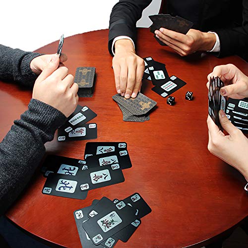 144 cards Travel game set Accessories,Chinese Mahjong (Mah Jong, Mahjongg, Mah-Jongg, Mah Jongg, Majiang) Playing Cards game,Waterproof Mahjong card with Gift box,Best Gift for majhong lover and begin