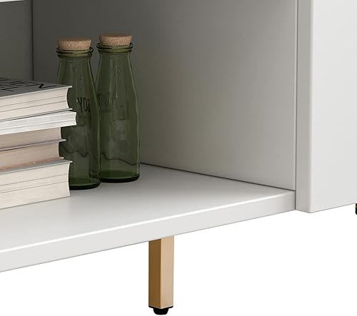 Miniatura 5 de Homsee Moderno soporte de TV para televisores de hasta 75 pulgadas, mesa consola central de entretenimiento con 2 puertas, 2 estantes abiertos y