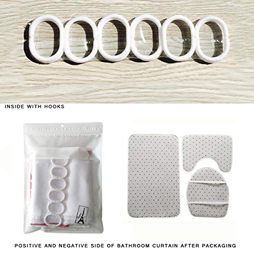 Badematte Antirutsch Set Stoff Duschvorhang 3D Teppiche Für Wohnzimmer 4Pcs Badematte Set Bad Teppich Toilette Home… – Bild 4