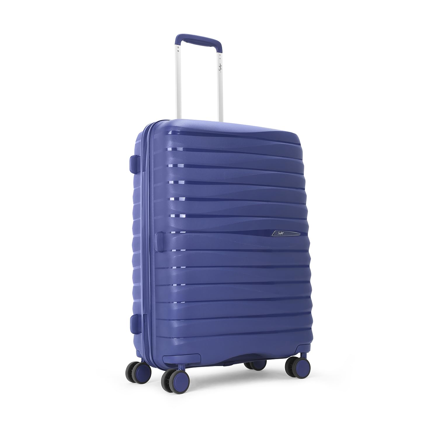 SkybagsPolypropylene Float Max Check-in Trolley Bag - Medium, 66cms | Premium Hard-Sided Luggage for Travel with Smooth 8 Wheels Double Spinner & Flushed TSA Lock - Blue