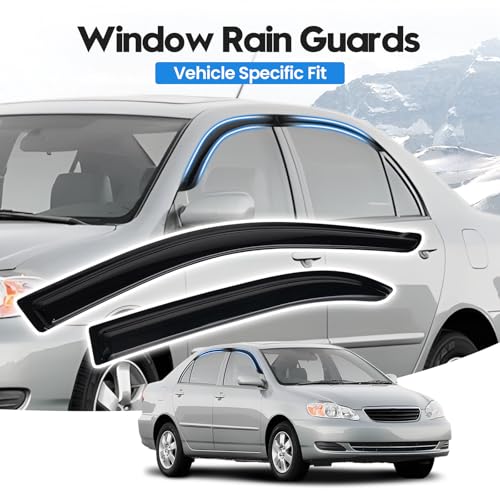 Image of Corolla Rain Guards - Window Visors for Toyota Corolla 2003-2008, Out-Channel Side Window Rain Guards for Corolla Accessories, 4PCS, Black, Car Accessories