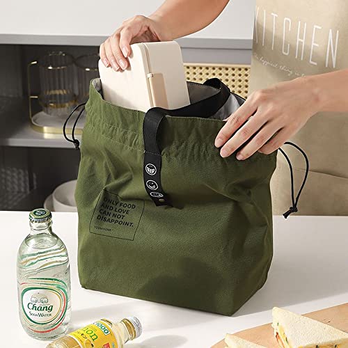 Vikuces Lancheira para crianças, sacola térmica térmica com cordão de lona, lancheira reutilizável p